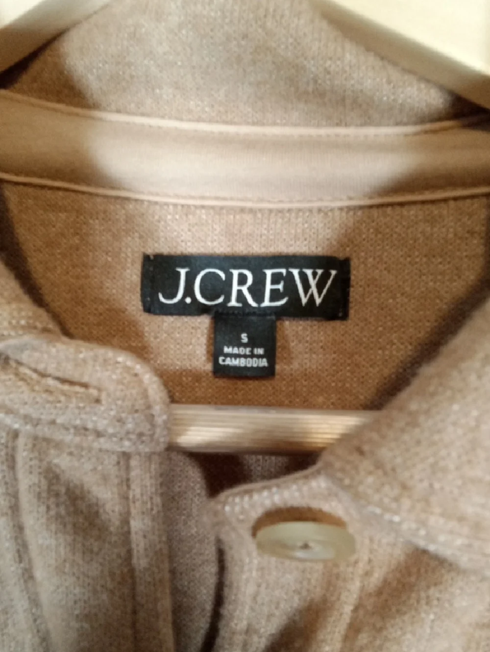 J.Crew Camel Button-Up Shirt Jacket Wool Blend Layering Neutral Quiet Luxury S
